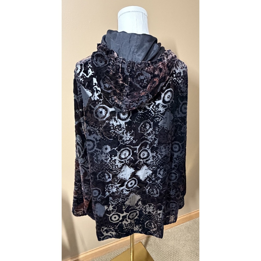 Chico's Silk Velvet Burnout Hooded Tunic Size 2 - Picture 3 of 10